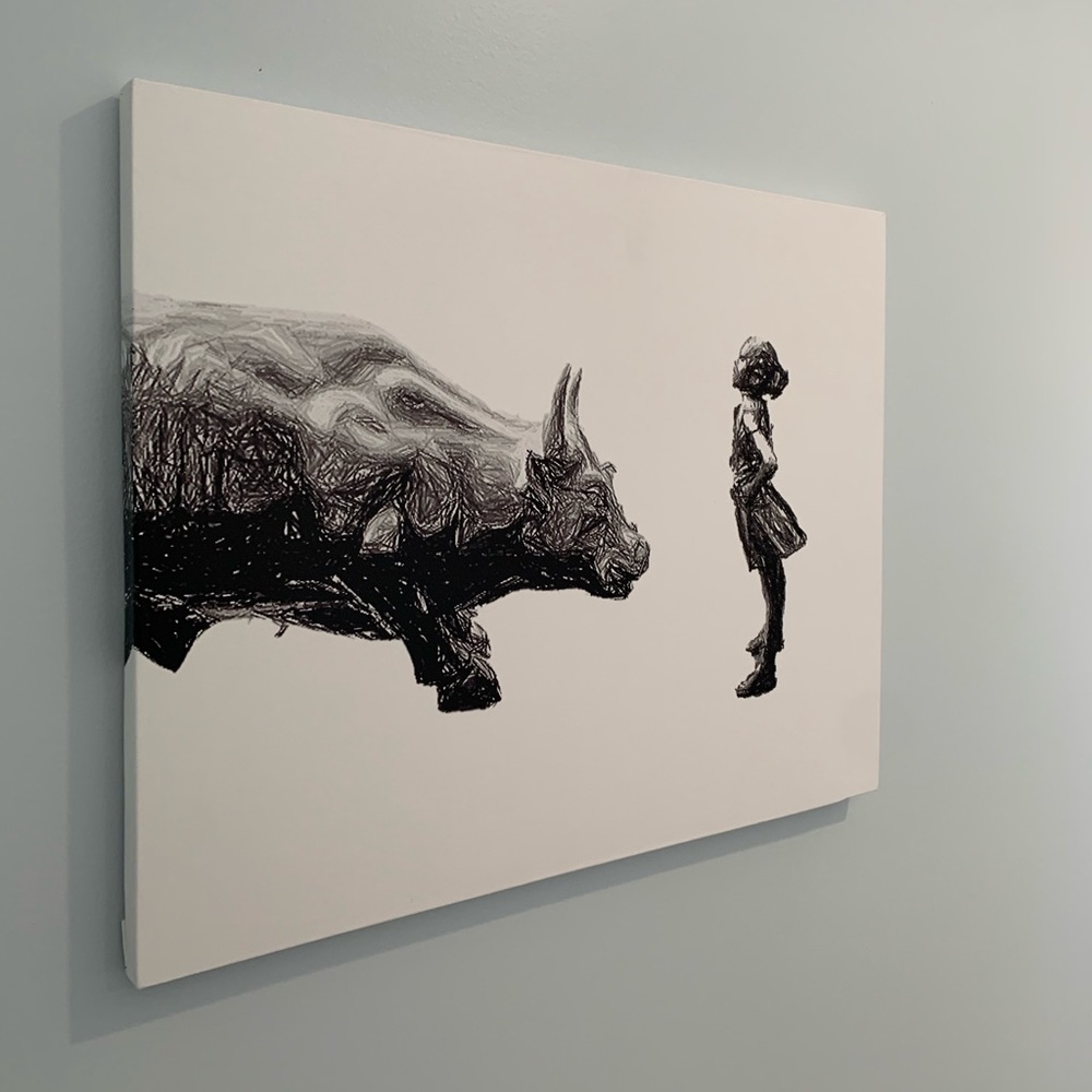 Fearless girl feminist canvas print 16x20 vs bull